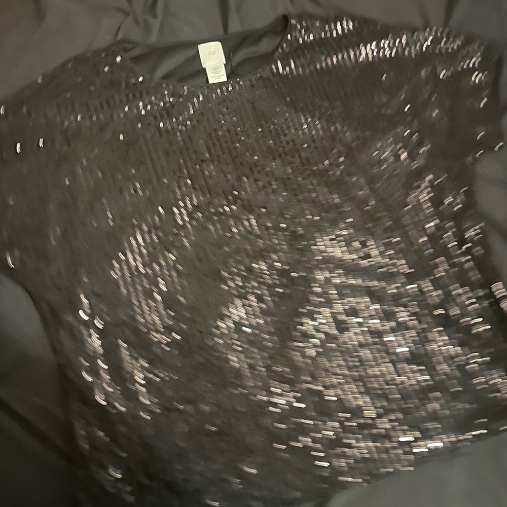 H&M Black Sequin Blouse